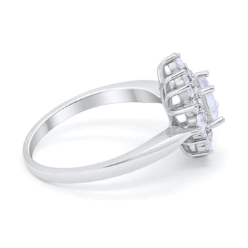 Cushion Cut Halo Engagement Bridal Ring Pear Round Simulated CZ 925 Sterling Silver